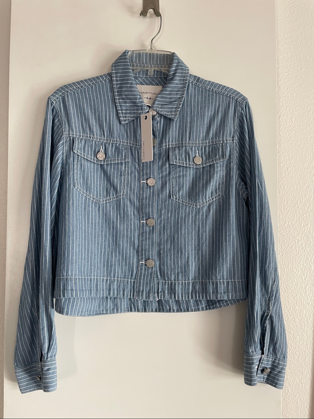 Habitual Cotton Lightweight Denim Jean Short Jacket Lt. Blue/White NWT!